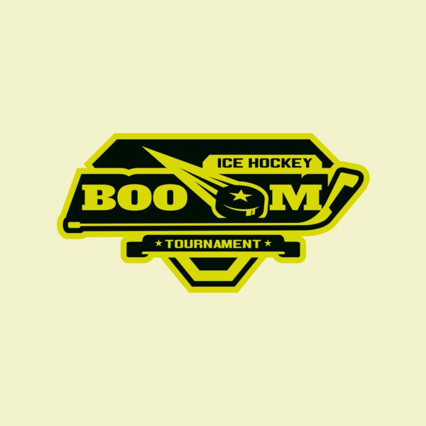 Boom Ice Hockey Tournament logo template Thumbnail
